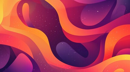Poster - Vibrant and dynamic abstract background featuring colorful flowing shapes resembling waves or ribbons against a dark starry night sky, creating a sense of movement and cosmic energy