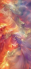 Poster - Colorful abstract background with flowing, swirling shapes resembling fabric, illuminated by bright lights and distant stars, creating a dynamic and visually appealing composition