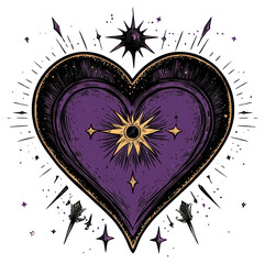 Wall Mural - PNG A gothic vector illustration of an isolated heart purple celestial mystical.