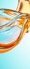 Poster - Golden liquid splashing, swirling, and flowing gracefully against a vibrant turquoise backdrop, creating a visually captivating abstract composition with a sense of movement and fluidity