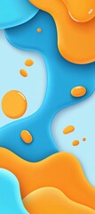 Poster - Smooth, undulating shapes in vibrant blue and orange hues intertwine and overlap, creating a visually captivating abstract composition with a sense of depth and movement