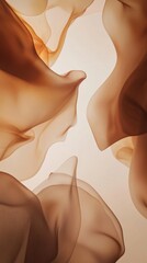 Poster - Abstract brown fabric flowing and waving on light background, creating a beautiful and elegant visual with its delicate texture and movement