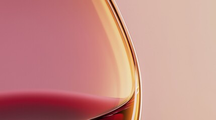 Poster - Rose wine swirling in a glass creates a beautiful gradient of pink and gold tones, illuminated by a soft light, adding a touch of elegance to the composition against a pink background
