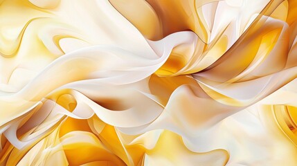 Poster - Yellow and white abstract shapes create a dynamic and flowing background, perfect for adding a touch of elegance and movement to any project