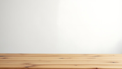 Aufkleber - Wooden table top with beautiful texture on a minimalist white background in a modern kitchen setting for product photography._00002_
