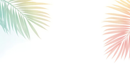 Aufkleber - White background features a tropical palm leaf design with pastel colors creating a soft and serene visual effect._00002_