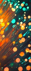 Poster - Fiber optic cables are transmitting data creating a beautiful bokeh effect with blurred colorful lights, representing modern technology and high-speed communication