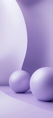 Poster - Two smooth, purple spheres sit on a softly curved surface of the same color, creating a serene and minimalist composition with a calming, monochromatic palette