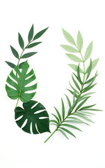 Aufkleber - Tropical leaves and foliage plants create a beautiful abstract leaf decoration design on a simple white background._00001_