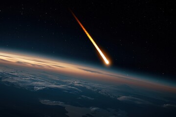 Wall Mural - a comet is falling through the sky, leaving a trail of light behind it