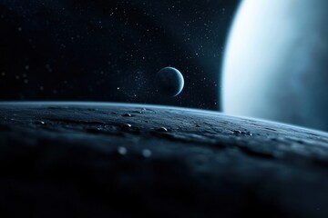 Wall Mural - a close up of a planet with a small moon in the foreground