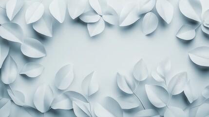Poster - White geometric leaves 3d tiles texture Background banner panorama