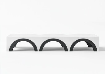 Leinwandbilder - A modern coffee table with a white top and black curved legs, designed for contemporary spaces.