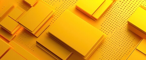 Aufkleber - Abstract composition of layered yellow shapes with a dotted background.