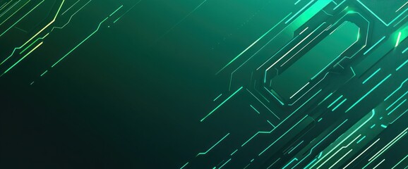 Aufkleber - Abstract digital background with green and blue lines and shapes.