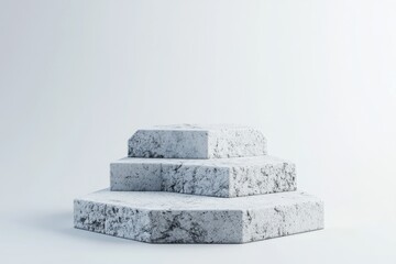 Leinwandbilder - A geometric structure featuring three hexagonal platforms stacked in a minimalist style.
