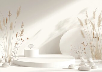 Poster - Minimalist display featuring natural elements and soft colors for aesthetic purposes.