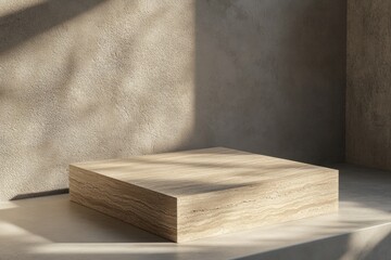 Leinwandbilder - A minimalist display platform with soft lighting and textured walls.