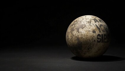 Aufkleber - A weathered ball resting on a dark surface, suggesting age and use in sports.