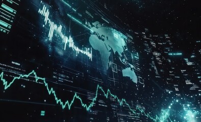 Poster - Digital representation of global data trends and analytics.