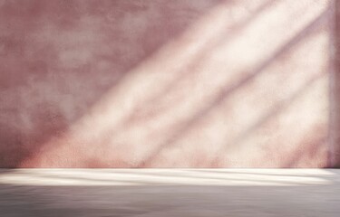 Poster - A minimalist interior scene with a textured pink wall and soft light patterns.