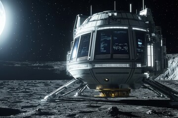 Wall Mural - a space ship is on a moon