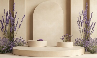 Poster - Minimalist display featuring lavender arrangements in a serene setting.