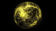 © Pavithiran - Generative AI illustration of glowing planet with yellow network connecting cities on black background