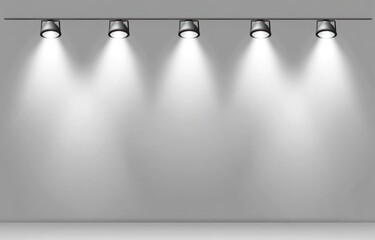 Aufkleber - A minimalist wall with four spotlights illuminating a blank surface.