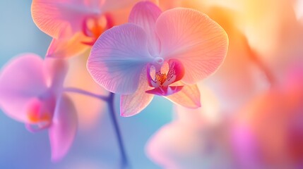 Wall Mural - Pastel Pink Orchid Flower Close Up Soft Focus