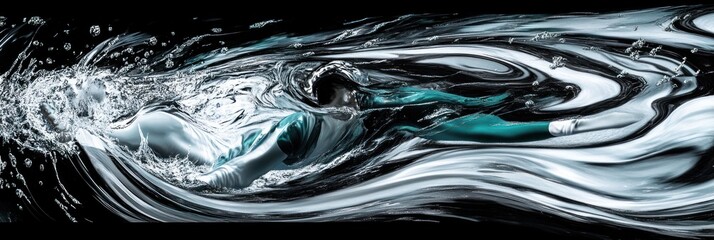 Poster - A dynamic swimmer glides through water, creating a splash of motion and fluidity.