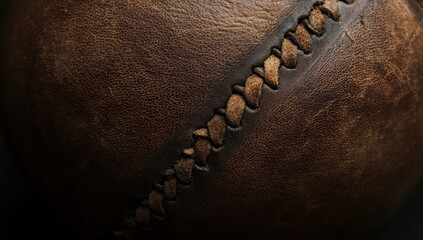 Poster - A close-up of a vintage leather baseball showcasing its stitching and texture.