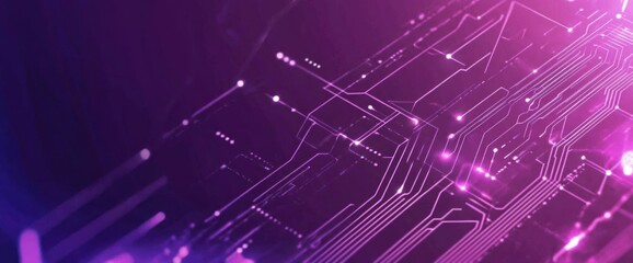 Leinwandbilder - abstract digital circuit design with purple hues and glowing elements.