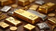 © Kristina - Assorted precious metals including gold, silver, and platinum displayed in a luxurious setting, showcasing their shine and value, ideal for investment and jewelry-themed photography