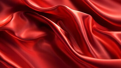 Aufkleber - Red silk fabric with luxurious folds and light reflections, abstract elegance. Textile background and fashion design concept