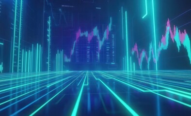 Poster - A digital representation of financial data with vibrant graphs and lines.