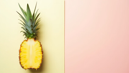 Poster - A pineapple slice sits atop a soft pastel colored background evoking feelings of refreshing summer fruit and carefree days._00003_