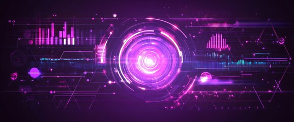 Fototapete - Abstract digital design with vibrant colors and geometric patterns.