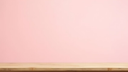 Aufkleber - A minimalist design featuring a stark, empty wooden table top against a soft, calming pink pastel colored background._00002_