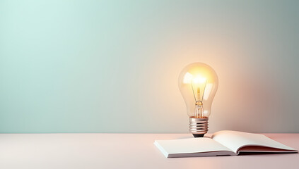 Poster - A creative brainstorming session is set up with a lightbulb and notepad on a soft pastel colored background nearby._00002_