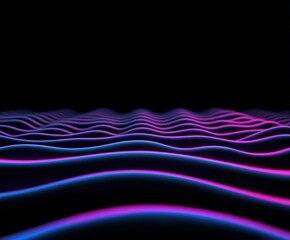 Wall Mural - Vibrant waves of color undulate against a black background
