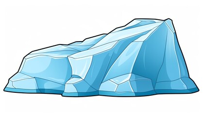 Poster - Minimalist iceberg illustration with sky blue water and white iceberg in flat design style