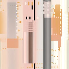 Poster - Minimalistic pattern design featuring repeating stripes and dots in two complementary colors