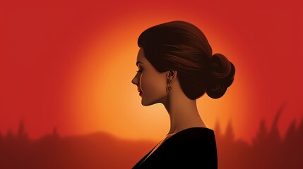 Poster - Stylized silhouette of a figure in a rich color on a light background with heading space