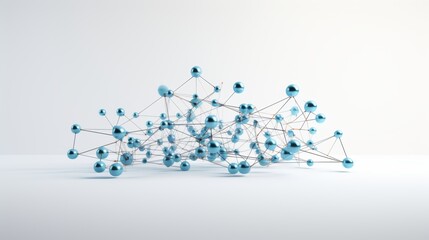 Poster - Abstract network diagram featuring connecting lines and nodes in shades of blue on white background