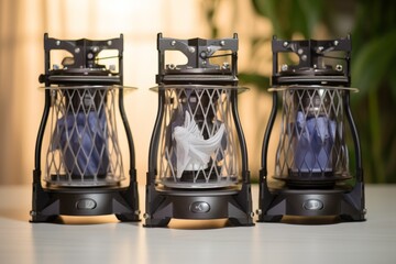Poster - Minimalist silhouette of a 3d printer in black, grey, and dark blue shades for clarity