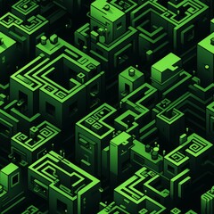 Poster - Exploring abstract shapes in light green  textures and overlapping molecular patterns