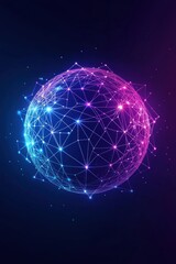 Poster - futuristic digital network globe with glowing connections