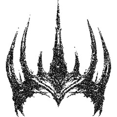 Fototapete - Dark gothic crown, collage element with vintage stipple photocopy effect, with retro grainy texture. Vector illustration for grunge psychedelic surreal poster or tattoo in 90s aesthetic.