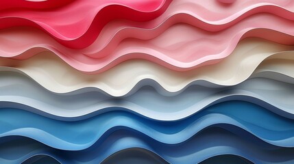 Poster - A colorful array of wavy textures features layers of pastel shades including pink, cream, and blue. The design creates a rhythmic flow, emphasizing softness and visual appeal.